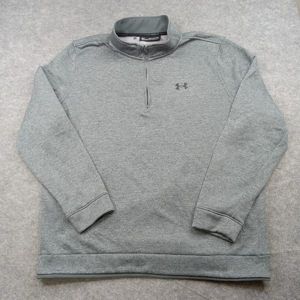 Under Armour Golf Sweater Mens 2XL Gray ColdGear Mock Neck Quarter Zip Pullover